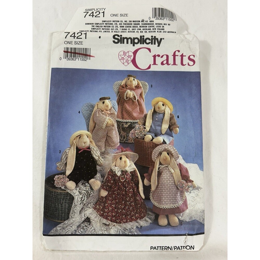 Vintage Simplicity 7421 Sock Bunny & Clothes Sewing Pattern UNCUT Crafts